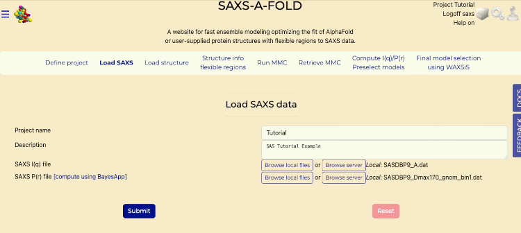 Upload SAXS Data
